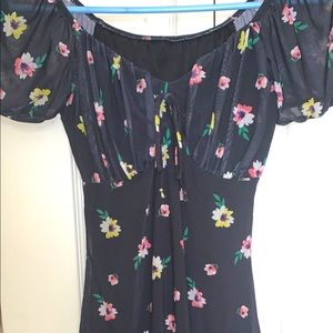 Black floral mid thigh dress